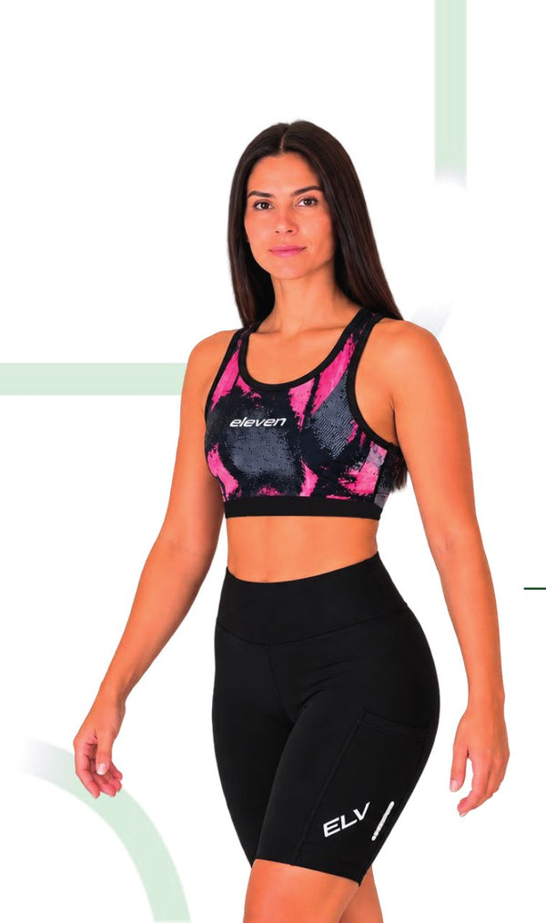 Top deportivo running mujer Negro Fucsia Abstracto 50580 – Entre Rutas