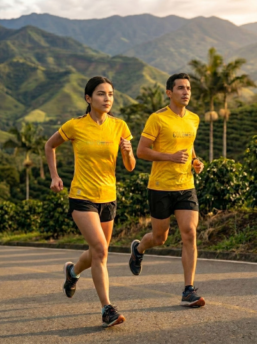 Camiseta Running Mujer Colombia Mariposas Amarilla — Edición Especial | Eleven